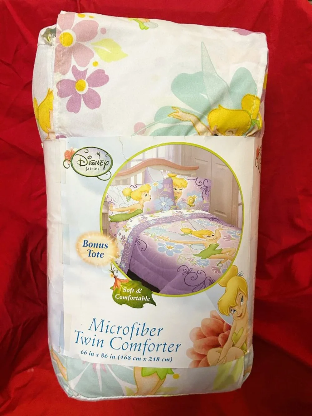 NEW~TWIN Comforter Sheet set~vtg DISNEY PRINCESS~FAIRIES TINKERBELL~cotton rich